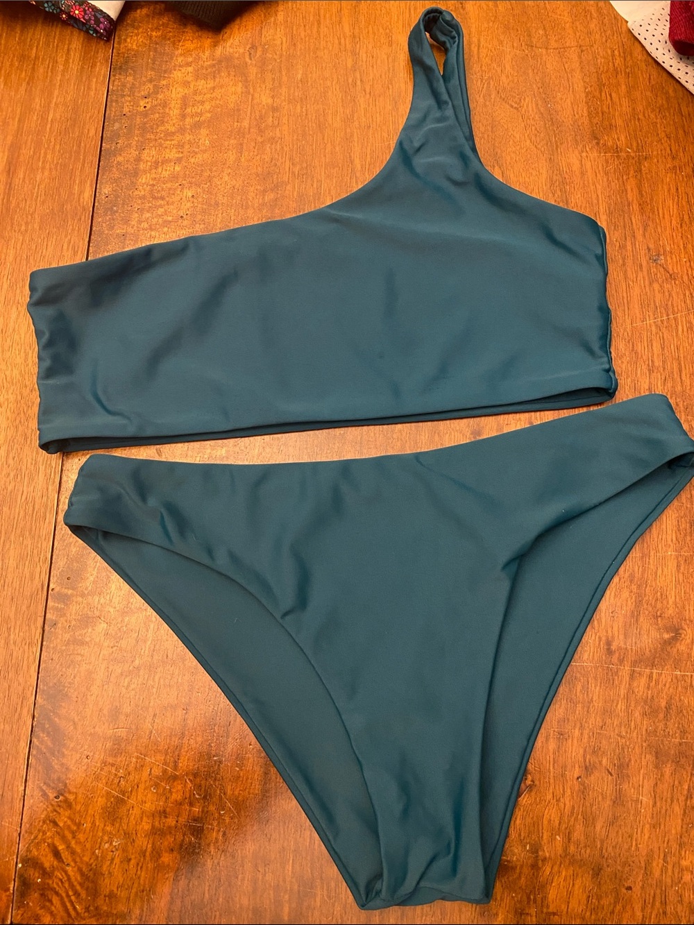 ZAFUL Green Textured One Shoulder Bikini